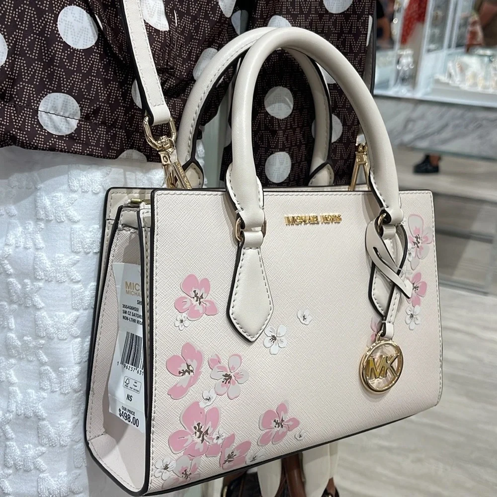 Michael Kors Sheila Sm Central Zip Floral Embellished Satchel Crossbody NWT - Picture 6 of 16